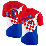 Custom Fire Red US Navy Blue White-Blue Croatia Flag Performance T-Shirt