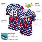 Custom White Black Red-Blue Croatia Plaid Performance T-Shirt