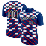 Custom Blue Black White-Red Croatia Geometric Performance T-Shirt