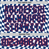 Custom White US Navy Blue Fire Red-Blue Croatia Plaid Performance T-Shirt