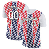 Custom White Black Red-Navy Croatia Plaid Performance T-Shirt