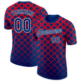 Custom US Navy Blue White-Red Croatia Geometric Performance T-Shirt