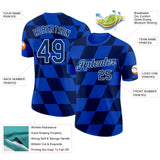 Custom Blue US Navy Blue White-Navy Croatia Plaid Performance T-Shirt