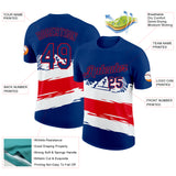 Custom US Navy Blue Fire Red-White Panama Performance T-Shirt