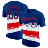 Custom US Navy Blue Fire Red-White Panama Performance T-Shirt