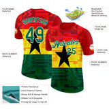 Custom Red Kelly Green White Yellow-Black Ghana Flag Performance T-Shirt
