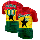 Custom Red Kelly Green White Yellow-Black Ghana Flag Performance T-Shirt