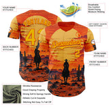 Custom Orange Yellow Texas Cowboy Sunset Southwest Landscape City Edition Authentic Baseball Jersey
