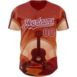 Custom Red Cardinal-White Texas Sunset Southwest Landscape Guitar City Edition Authentic Baseball Jersey