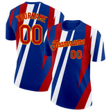 Custom Royal Red Gold-White France Lines Performance T-Shirt