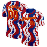 Custom Royal Red Gold-White France Fluid Performance T-Shirt