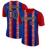 Custom Red Royal Gold-White France Star Performance T-Shirt