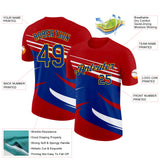 Custom Red Royal Gold-White France Lines Performance T-Shirt