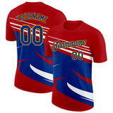 Custom Red Royal Gold-White France Lines Performance T-Shirt