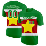 Custom Grass Green White Light Yellow-Red Suriname Flag Performance T-Shirt