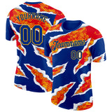 Custom Royal Red-Gold Spain Claw Rip Torn Performance T-Shirt