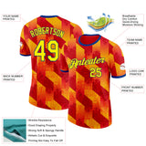 Custom Red Light Yellow-Royal Spain Diagonal Stripe Gothic Performance T-Shirt