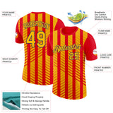 Custom Red Gold-Royal Spain Stripe Performance T-Shirt