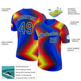 Custom Blue Red Yellow-Black Spain Pixel Gradient Performance T-Shirt