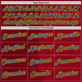 Custom Red Royal-Gold Spain Brush Stroke Performance T-Shirt