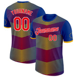 Custom Royal Fire Red Yellow-White Cape Verde Stripe Star Performance T-Shirt