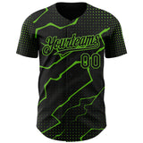 Custom Black Aurora Green 3D Pattern Design Lightning Polka Dot Authentic Baseball Jersey