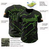 Custom Black Aurora Green 3D Pattern Design Lightning Polka Dot Authentic Baseball Jersey