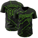 Custom Black Aurora Green 3D Pattern Design Lightning Polka Dot Authentic Baseball Jersey