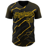Custom Black Yellow 3D Pattern Design Lightning Polka Dot Authentic Baseball Jersey