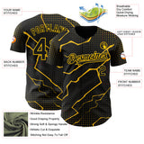Custom Black Yellow 3D Pattern Design Lightning Polka Dot Authentic Baseball Jersey