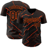 Custom Black Orange 3D Pattern Design Lightning Polka Dot Authentic Baseball Jersey