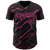 Custom Black Pink 3D Pattern Design Lightning Polka Dot Authentic Baseball Jersey