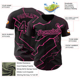 Custom Black Pink 3D Pattern Design Lightning Polka Dot Authentic Baseball Jersey