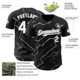 Custom Black White-Gray 3D Pattern Design Lightning Polka Dot Authentic Baseball Jersey