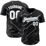 Custom Black White-Gray 3D Pattern Design Lightning Polka Dot Authentic Baseball Jersey
