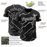 Custom Black White 3D Pattern Design Lightning Polka Dot Authentic Baseball Jersey