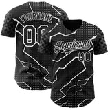 Custom Black White 3D Pattern Design Lightning Polka Dot Authentic Baseball Jersey