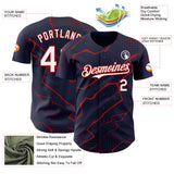 Custom Navy White-Red 3D Pattern Design Lightning Polka Dot Authentic Baseball Jersey