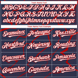 Custom Navy White-Red 3D Pattern Design Lightning Polka Dot Authentic Baseball Jersey