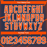 Custom Navy Orange-White 3D Pattern Design Lightning Polka Dot Authentic Baseball Jersey