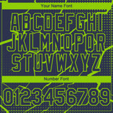Custom Navy Neon Green 3D Pattern Design Lightning Polka Dot Authentic Baseball Jersey