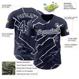 Custom Navy White 3D Pattern Design Lightning Polka Dot Authentic Baseball Jersey