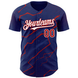 Custom Royal Red-White 3D Pattern Design Lightning Polka Dot Authentic Baseball Jersey
