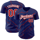 Custom Royal Red-White 3D Pattern Design Lightning Polka Dot Authentic Baseball Jersey