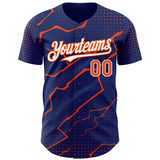 Custom Royal Orange-White 3D Pattern Design Lightning Polka Dot Authentic Baseball Jersey