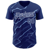 Custom Royal Light Blue-White 3D Pattern Design Lightning Polka Dot Authentic Baseball Jersey
