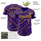 Custom Purple Gold 3D Pattern Design Lightning Polka Dot Authentic Baseball Jersey