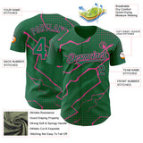 Custom Kelly Green Pink 3D Pattern Design Lightning Polka Dot Authentic Baseball Jersey