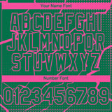 Custom Kelly Green Pink 3D Pattern Design Lightning Polka Dot Authentic Baseball Jersey