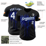 Custom Black White-Royal 3D Pattern Design Dripping Splatter Paint Authentic Baseball Jersey